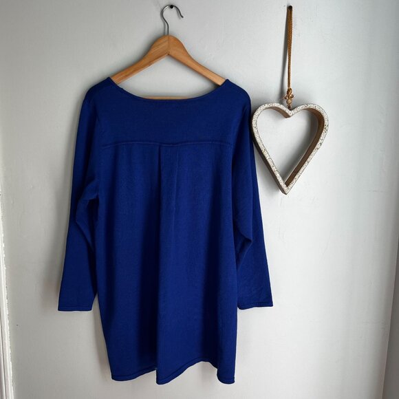 Tahari Womens Plus Scoop Neck Hi Lo Tunic Sweater Top Size 1X Royal Blue - Picture 2 of 11